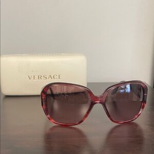 Versace Women’s Red/purple Gradient Square Oversized Sunglasses